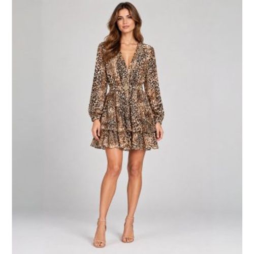 W6BK42W4225 Robe Clarisse évasée avec ceinture marron (S), Casuel, , Polyamide, Manche longue - Guess - Modalova