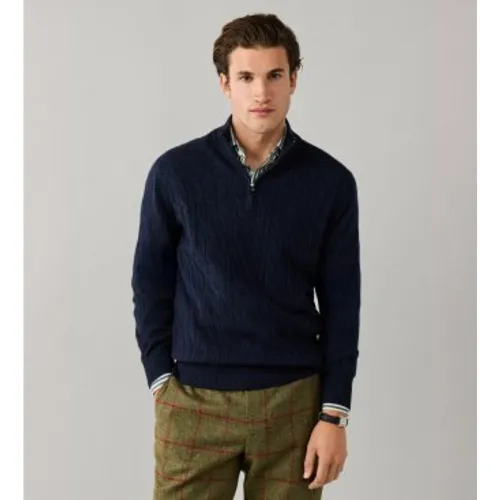 HM7000251 Pull col zippé en Lambswool câblé (S), Casuel, Laine - Hackett London - Modalova