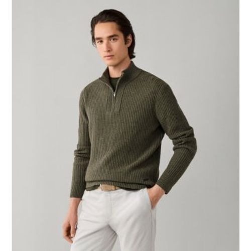 HM7000282 Pull zippé Highland Stitch Hzip olive (M), Casuel, Laine, Classique, Manche longue - Hackett London - Modalova