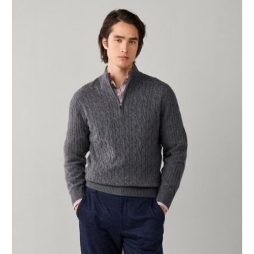 HM7000251 Pull zippé Lambswool Cable Hzip moyen (S), Laine, Classique - Hackett London - Modalova