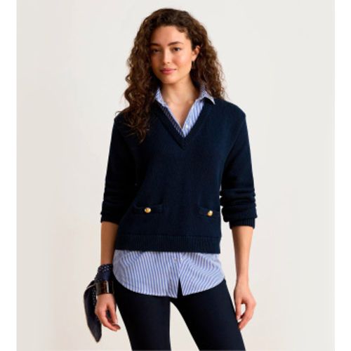 P08778500 Pull en coton avec bordure à boutons (XS), Casuel - Lauren Ralph Lauren - Modalova