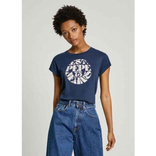 PL505881 T-shirt Elvia (XS), Casuel, Manche courte, Le coton biologique, Durable, Marine - Pepe Jeans - Modalova