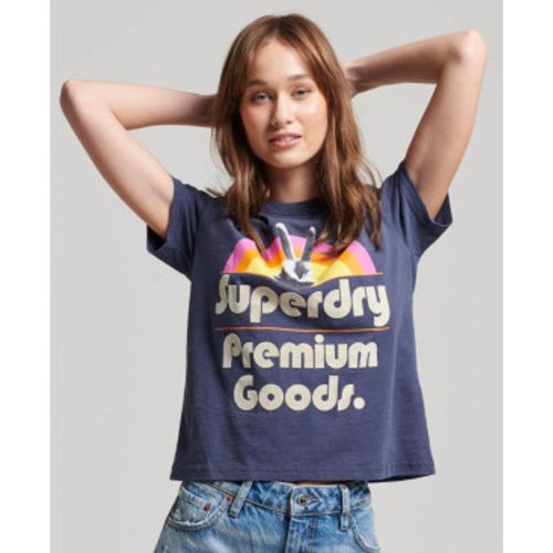 W1011252A T-shirt manches courtes 70s Retro Font Graphic Graphic (XXS), Casuel, Coton, Manche courte, Marine - Superdry - Modalova