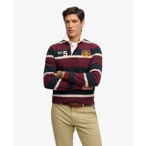 M1110483A Polo rugby Double Emblem Stripe Rugby grenat (XXL), Casuel, Coton, Manche longue - Superdry - Modalova