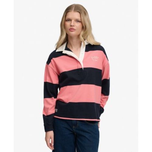 W6012212A Polo rugby Heritage Stripe Rugby rose (XL), Casuel, Coton, Manche longue - Superdry - Modalova