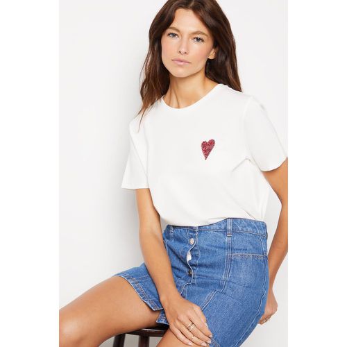 T-shirt brodé cœur en coton - Abilo - XS - - Etam - Modalova