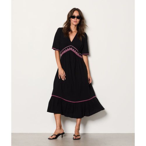 Robe longue manches courtes brodée - Hakana Brod - XS - Etam - Modalova