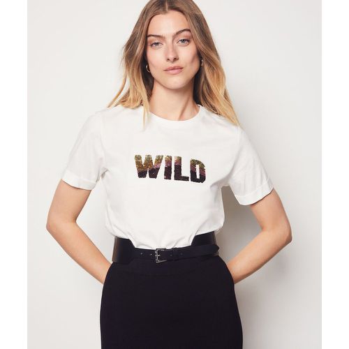 T-shirt manches courtes imprimé 'wild' en sequins - Figue - XS - Etam - Modalova