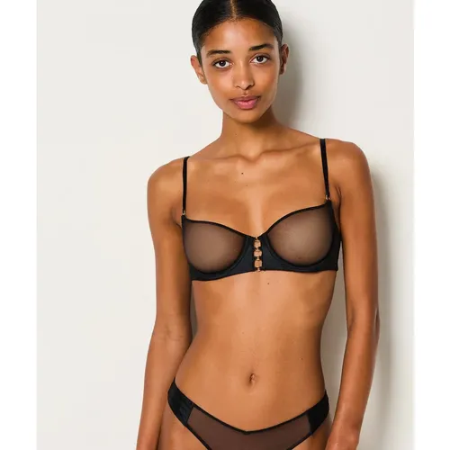 Soutien-gorge classique sans coques en soie et tulle - Midnight - 85B - Etam - Modalova