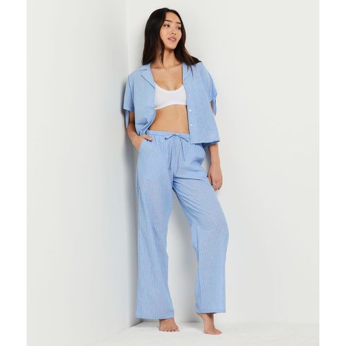 Pantalon de pyjama rayé brodé en coton - Begonia - XS - - Etam - Modalova