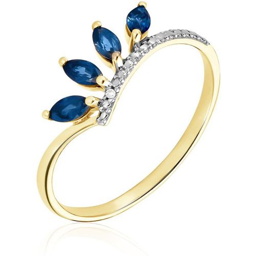 Bague Navette Or Saphir Diamant - Histoire d'Or - Modalova