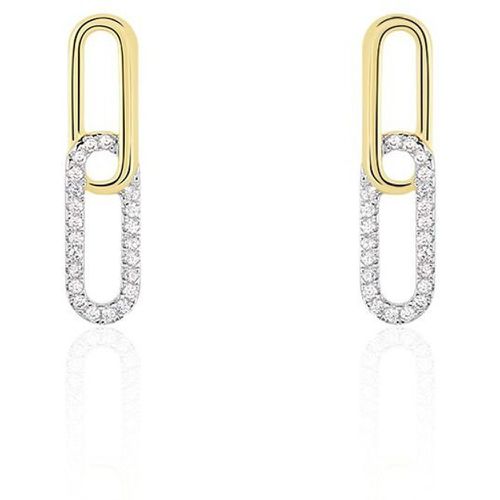 Boucles D'oreilles Pendantes Graphic Lines Or Oxyde De Zirconium - Histoire d'Or - Modalova