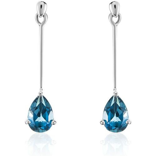 Boucles D'oreilles Pendantes Goutte Or Topaze Bleu London - Histoire d'Or - Modalova