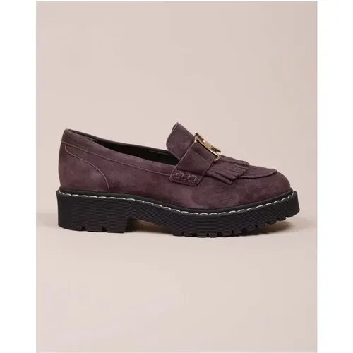 Mocassins en veau velours avec patte à franges 40 40 - Hogan - Modalova