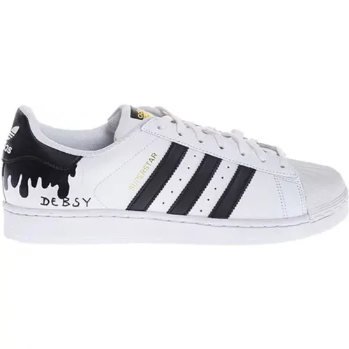 Flowing Black - Leather sneakers with hand painted design 44 - Adidas by Debsy - Modalova
