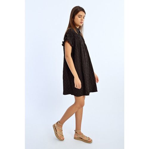Robe chemise froncée à strass - LILI SIDONIO - Modalova
