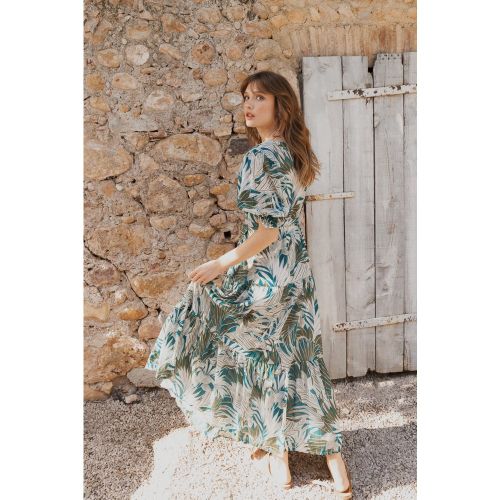 Longue robe portefeuille à volants - MOLLY BRACKEN - Modalova