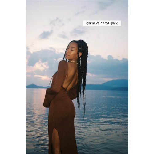 Robe en maille à manches larges - Brown - Bruna Bear x NA-KD - Modalova