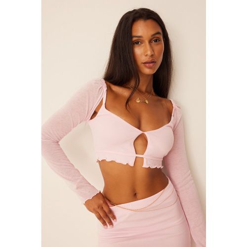 Haut à manches longues découpé - Pink - Chloé Monchamp x NA-KD - Modalova