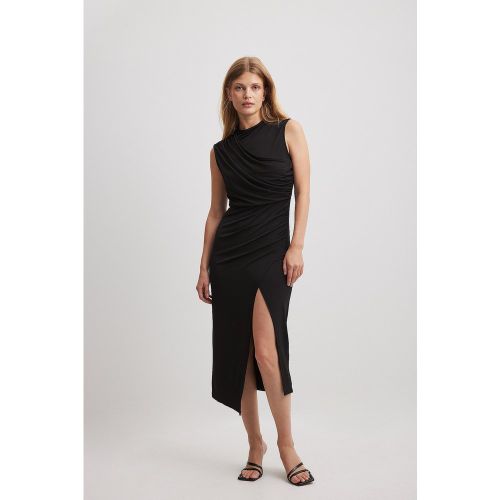Robe mi-longue drapée - Black - NA-KD - Modalova
