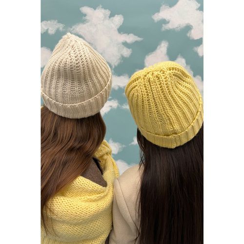 Bonnet en tricot épais - Yellow - NA-KD Accessories - Modalova