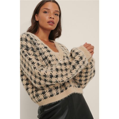 Cardigan en tricot à carreaux - Beige - NA-KD Trend - Modalova