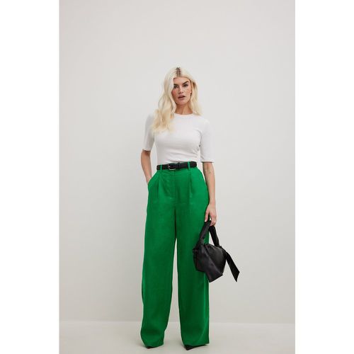 Pantalon large en lin - Green - NA-KD Classic - Modalova