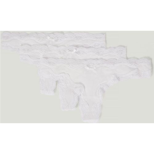 Lot de 3 tangas en dentelle - White - NA-KD Lingerie - Modalova
