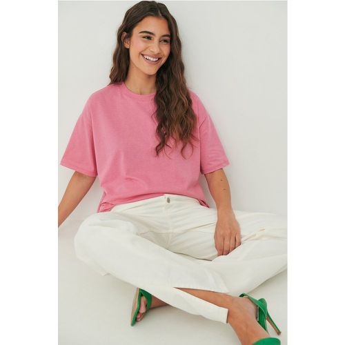 T-shirt à col rond oversize bio - Pink - NA-KD Basic - Modalova