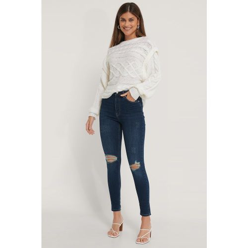 Jean slim taille haute déchiré - Blue - NA-KD - Modalova