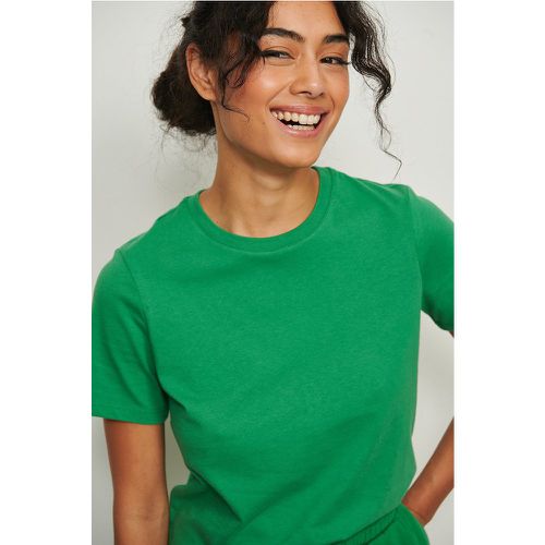 T-shirt à col rond en coton biologique - Green - NA-KD Basic - Modalova