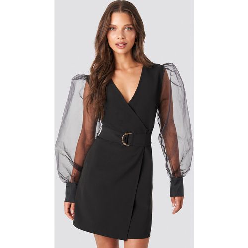 Organza Sleeve Mini Dress - Black - Tina Maria x NA-KD - Modalova