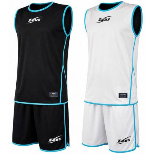 Kit Doppio Ballon de basket Réversible Maillot + Short nero/bianco - Zeus - Modalova