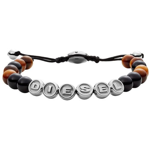 Bracelet Homme Diesel DX1101040 - Perles Noires et Acier sur