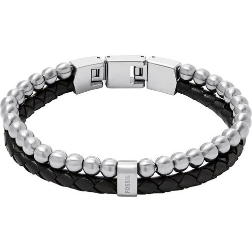 Bracelet JEWELRY JF04855040 Cuir, Acier inoxydable - Fossil - Modalova