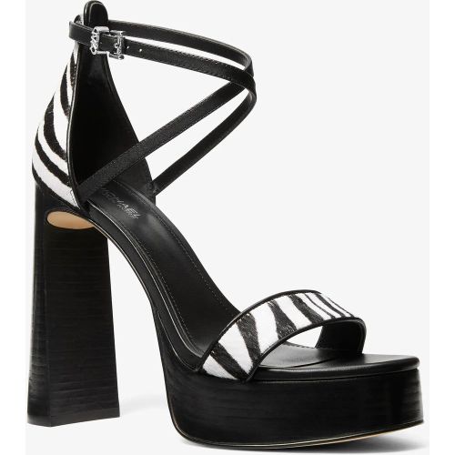 MK Sandale Cami en poil de vachette à imprimé zébré et à semelle compensée - Michael Kors - MICHAEL Michael Kors - Modalova
