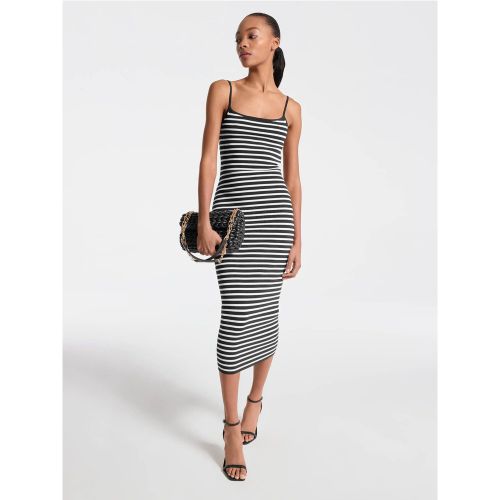 MK Robe mi-longue rayée en mélange de viscose extensible - Michael Kors - MICHAEL Michael Kors - Modalova