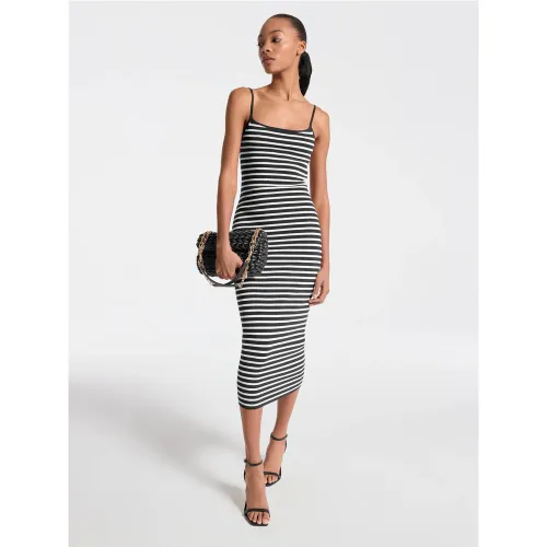 MK Robe mi-longue rayée en mélange de viscose extensible - Michael Kors - MICHAEL Michael Kors - Modalova