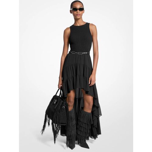 MK Robe smockée asymétrique en georgette - Michael Kors - MICHAEL Michael Kors - Modalova