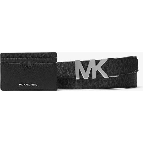 MK Coffret-cadeau porte-cartes et ceinture en cuir à logo Signature - Michael Kors - Michael Kors Mens - Modalova