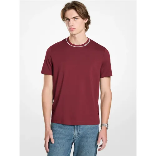 MK T-shirt en jersey de coton avec bordure à logo - Michael Kors - Michael Kors Mens - Modalova