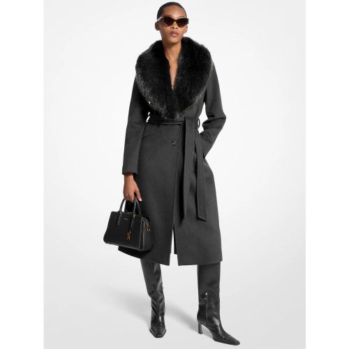 MK Manteau en laine mélangée à bordure en fausse fourrure - Michael Kors - MICHAEL Michael Kors - Modalova