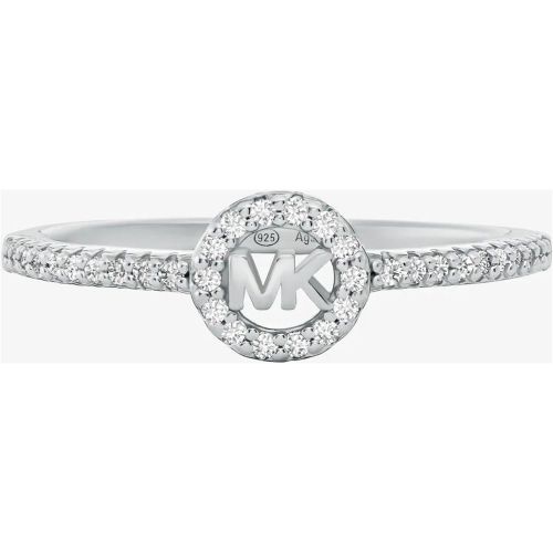 MK Bague Fulton plaquée en métal précieux et à breloque logo avec pierres pavées - Michael Kors - Modalova