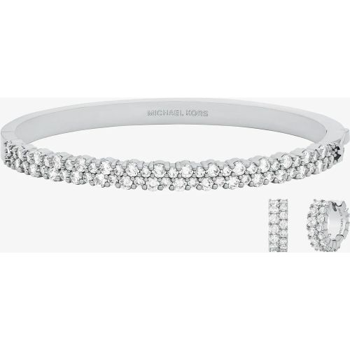 MK Parure bracelet et boucles d'oreilles huggies à double rangée de pierres pavées - Michael Kors - Modalova