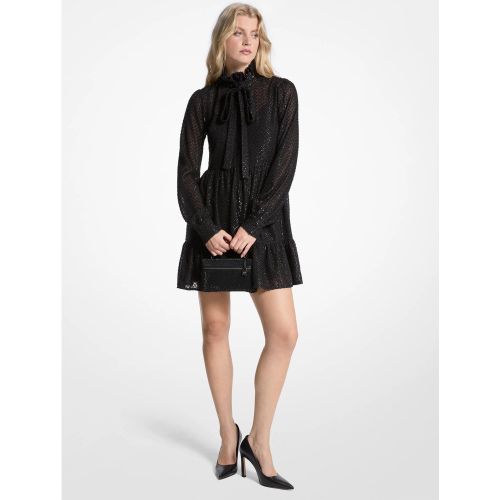 MK Robe en jacquard à pince métallisée et col lavallière - Michael Kors - MICHAEL Michael Kors - Modalova