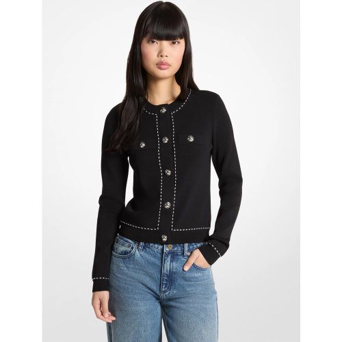 MK Cardigan en tricot extensible clouté - Michael Kors - MICHAEL Michael Kors - Modalova