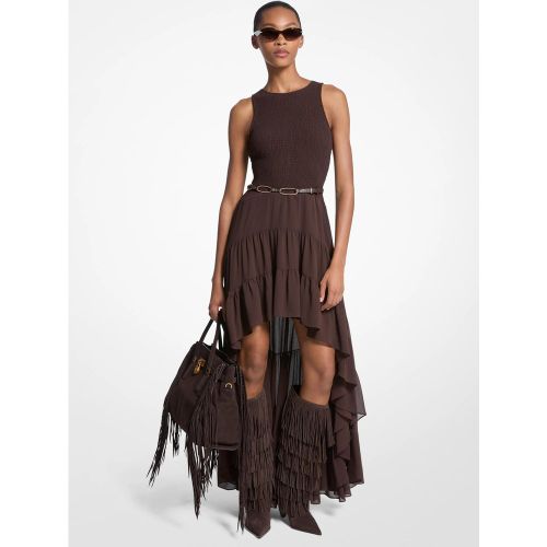 MK Robe smockée asymétrique en georgette - Michael Kors - MICHAEL Michael Kors - Modalova