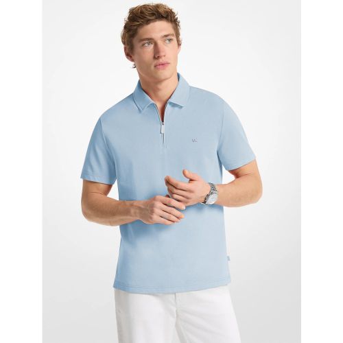 MK Polo zippé en piqué de coton mélangé - Michael Kors - Michael Kors Mens - Modalova