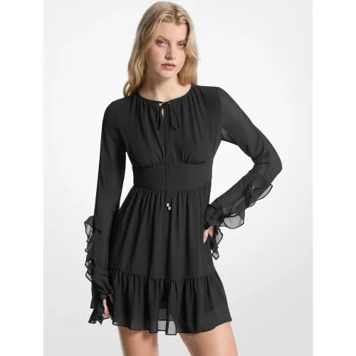 MK Robe à manches longues en georgette à volants - Michael Kors - MICHAEL Michael Kors - Modalova