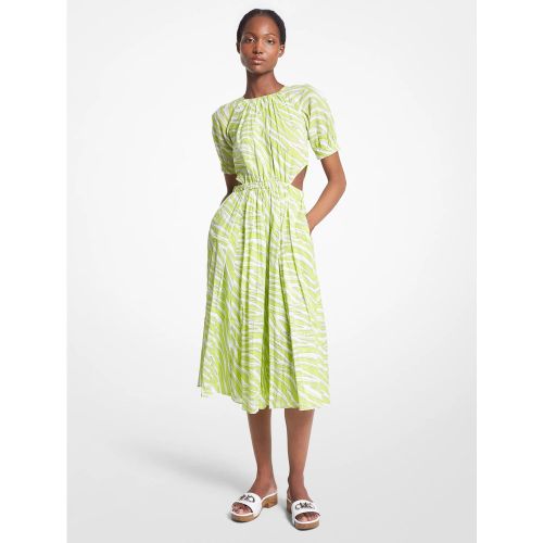 MK Robe à découpe en linon de coton à imprimé zébré - Michael Kors - MICHAEL Michael Kors - Modalova